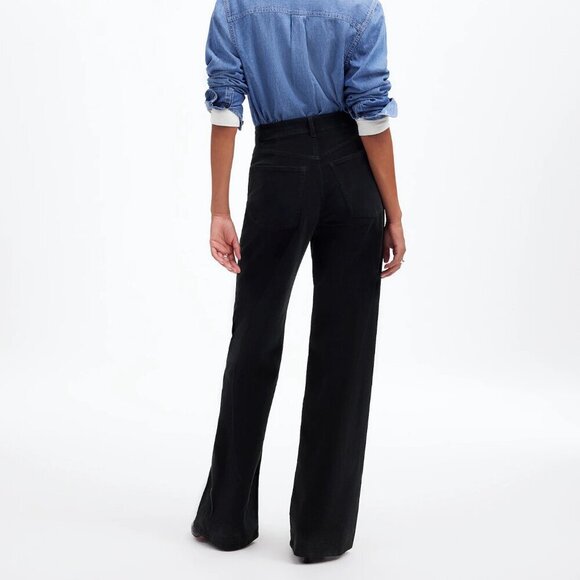 Madewell Superwide Leg High Rise Cotton Blend Pants Corduroy Black Size 25 NWT - Picture 2 of 11